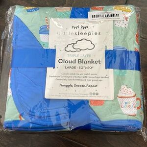 Little Sleepies Aqua i love you cloud blanket